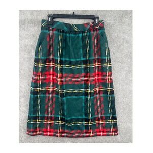 J Celeste Vintage Wool Cashmere Tartan Plaid Midi Skirt Size 12 Dark Academia